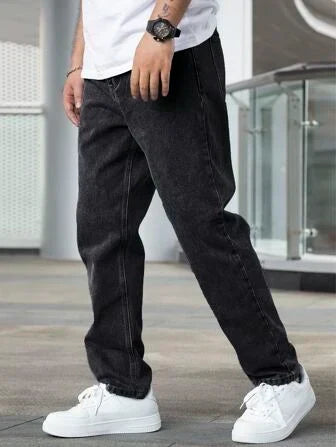 Męskie Jeansy Straight Fit z Wysokim Stanem