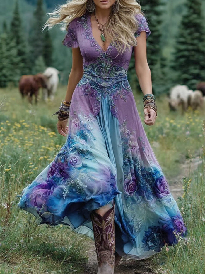 Amelia | Vintage Kwiatowa Sukienka Maxi