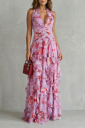 Delilah | Elegancka Maxi Sukienka bez Rękawów na Szyi