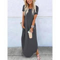 Lottie | Casual Letnia Sukienka Maxi z Okrągłym Dekoltem