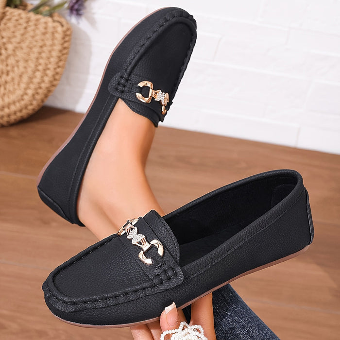 Damskie Mokasyny ze Zdobieniem Klamrą Slip-On