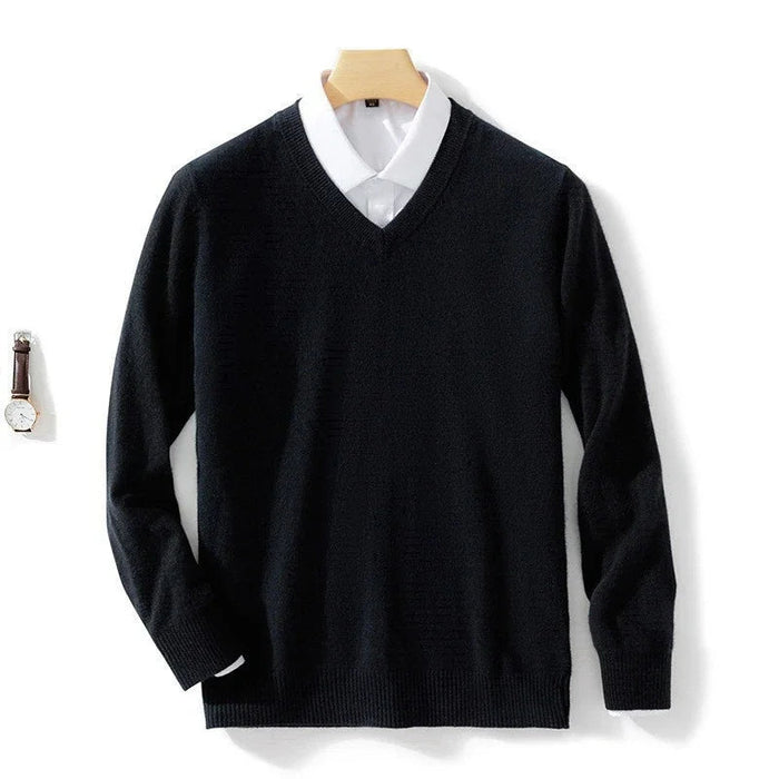 Męski Sweter z Dekoltem w Serek do Pracy i Stylu Casual