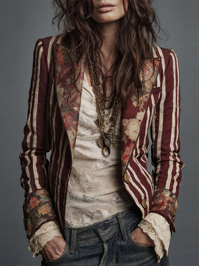 Nina | Klasyczna Retro Boho Marynarka w Paski