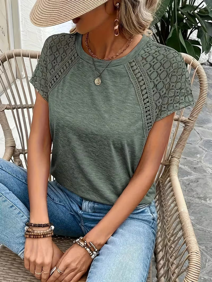 Raya | Elegancka letnia bluzka z okrągłym dekoltem