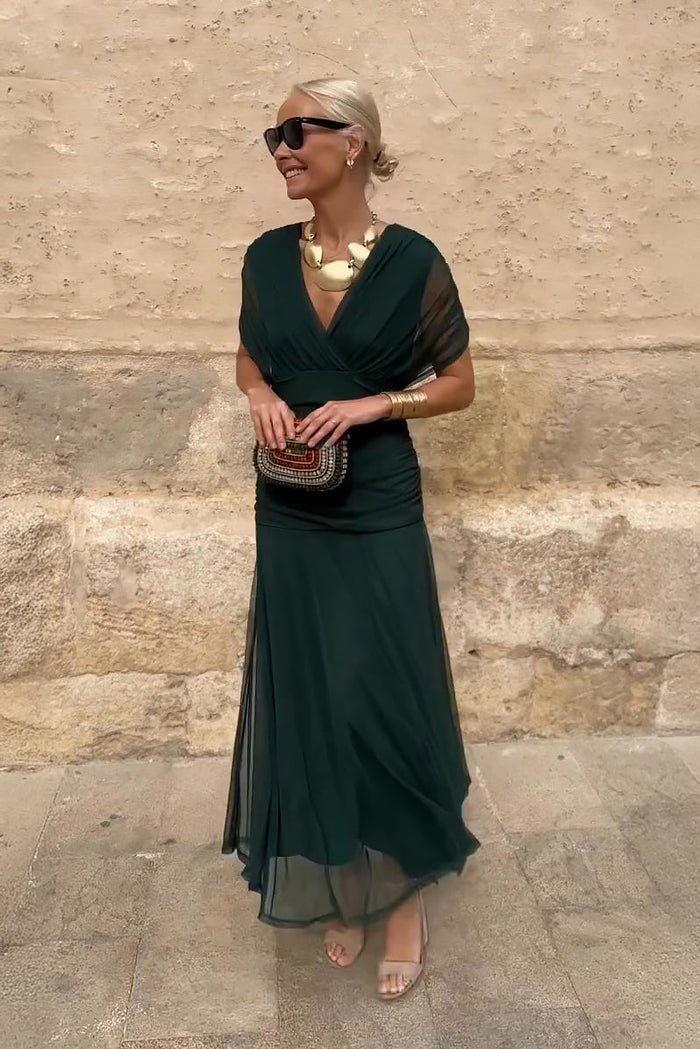 Philippa | Elegancka sukienka maxi na przyjęcie z dekoltem w serek