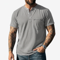 Arnel | Męska Koszulka T-Shirt z Krótkim Rękawem Henley z Kieszonką