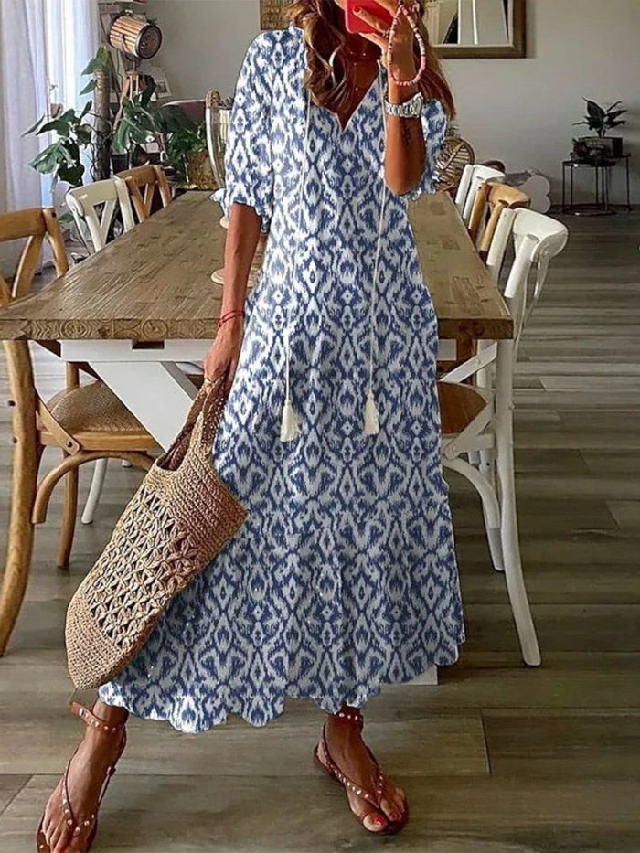 Mak | Boho Sukienka Letnia z Dekoltem w Serek