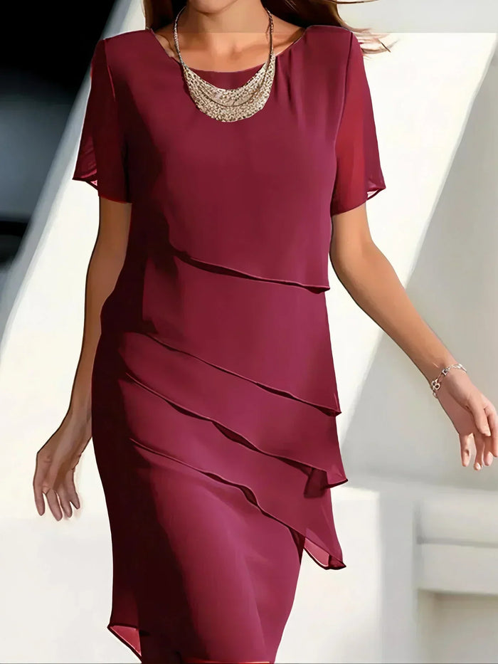 Kelsey | Elegancka, zwiewna sukienka z krótkim rękawem