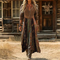 Reyna | Vintage V-Neck Long Sleeve Casual Dress