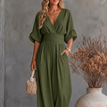Genevieve | Elegancki Kombinezon z Szerokimi Nogawkami