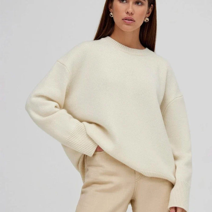 Damski Sweter z Okrągłym Dekoltem i Długim Rękawem