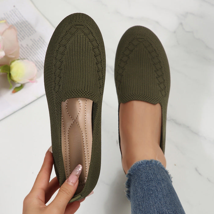 Damskie Baleriny Slip-On z Oddychającą Dzianinową Cholewką