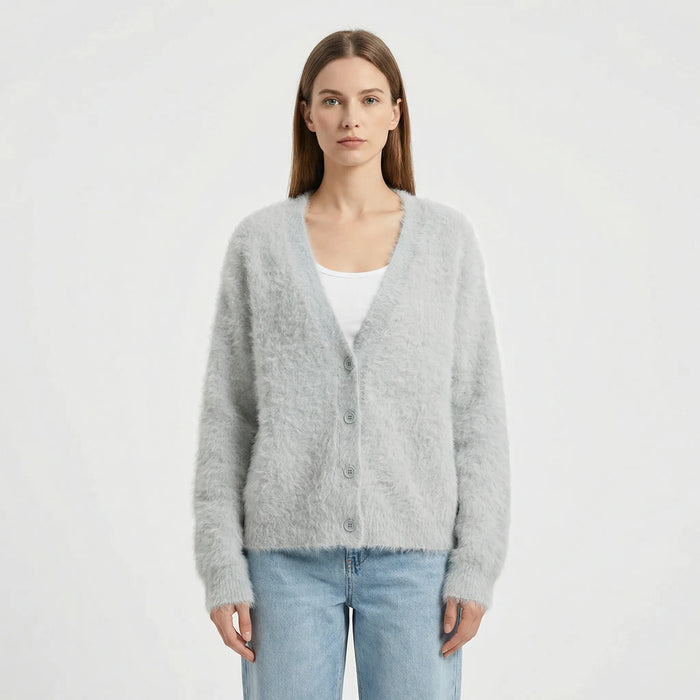 Damski Rozpinany Sweter Oversize z Guzikami i Luźnym Krojem