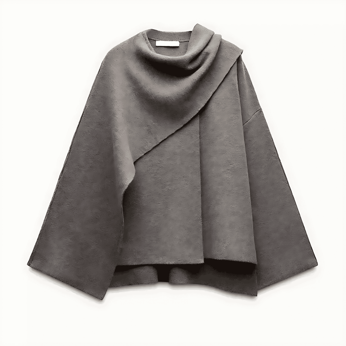 Damska Cape Jacket z Szerokim Rękawem i Kieszeniami