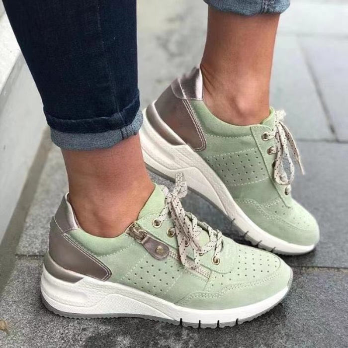 Damskie Sneakersy z Platformą i Bocznym Zamkiem
