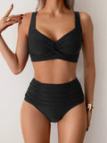 Delyth | Elegancki klasyczny bikini z wysokim stanem