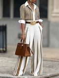 Isabella | Elegancki Striped Wide-Leg Co-Ord Set