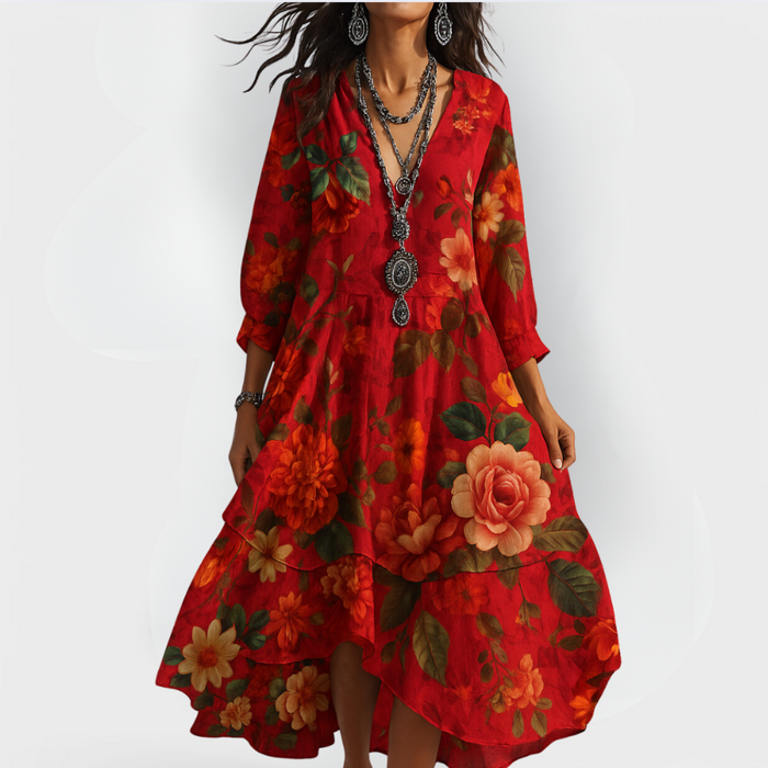 Eva | Kwiatowa Boho Maxi Sukienka