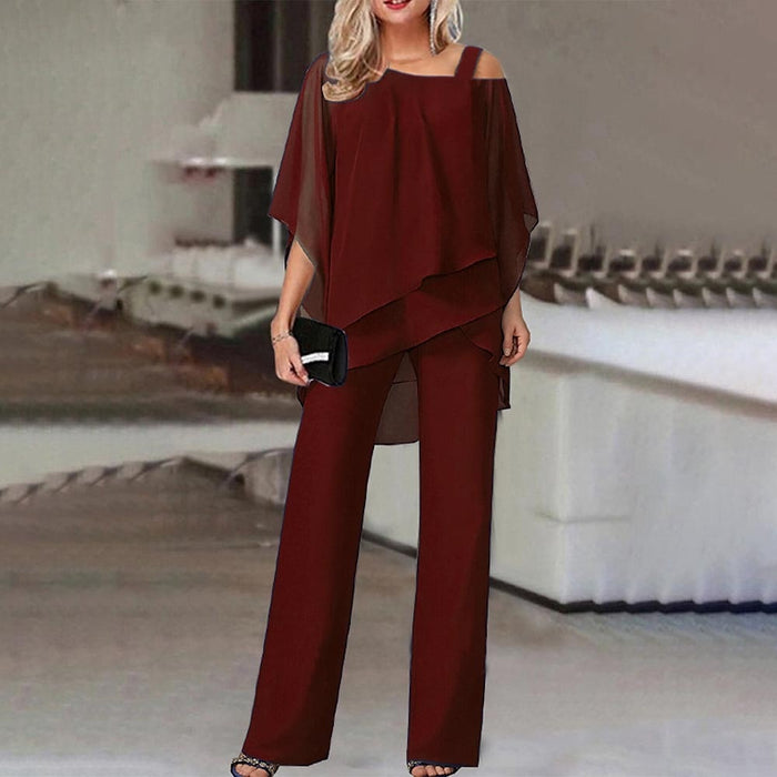 Jessie | Elegancki Drapowany Dwuczęściowy Zestaw z Szerokimi Nogawkami