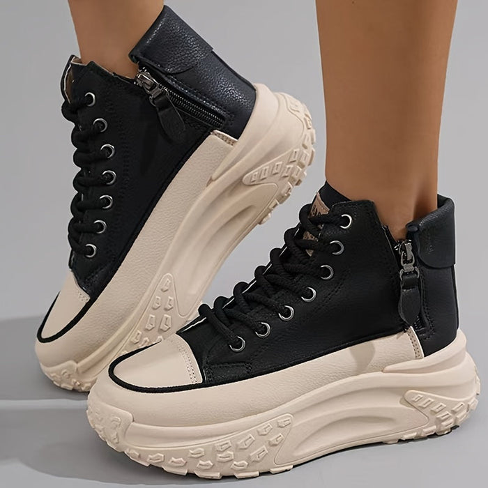 Damskie Sneakersy Wysokie na Platformie z Wiązaniem