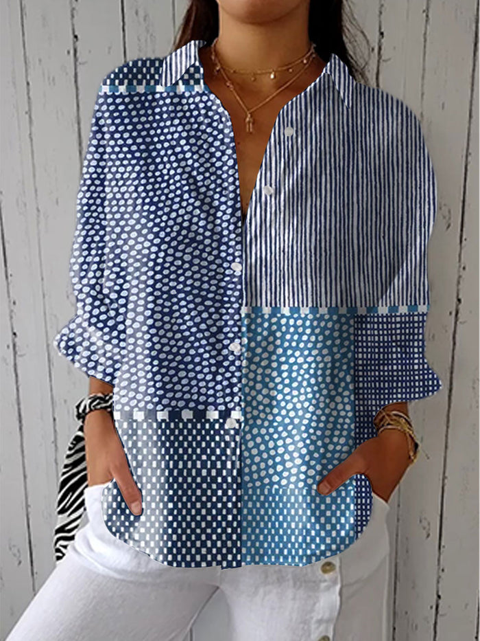 Martha | Klasyczna Bluzka w Oceaniczny Patchwork