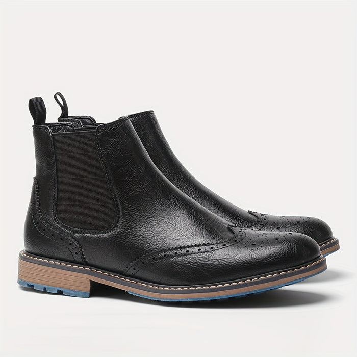 Męskie Chelsea Boots z Brązową Podeszwą i Elastycznym Bokiem