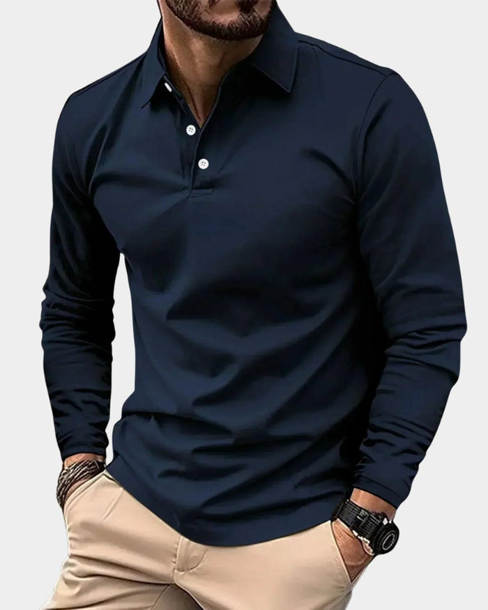 Męska Koszulka Polo Slim Fit z Długim Rękawem