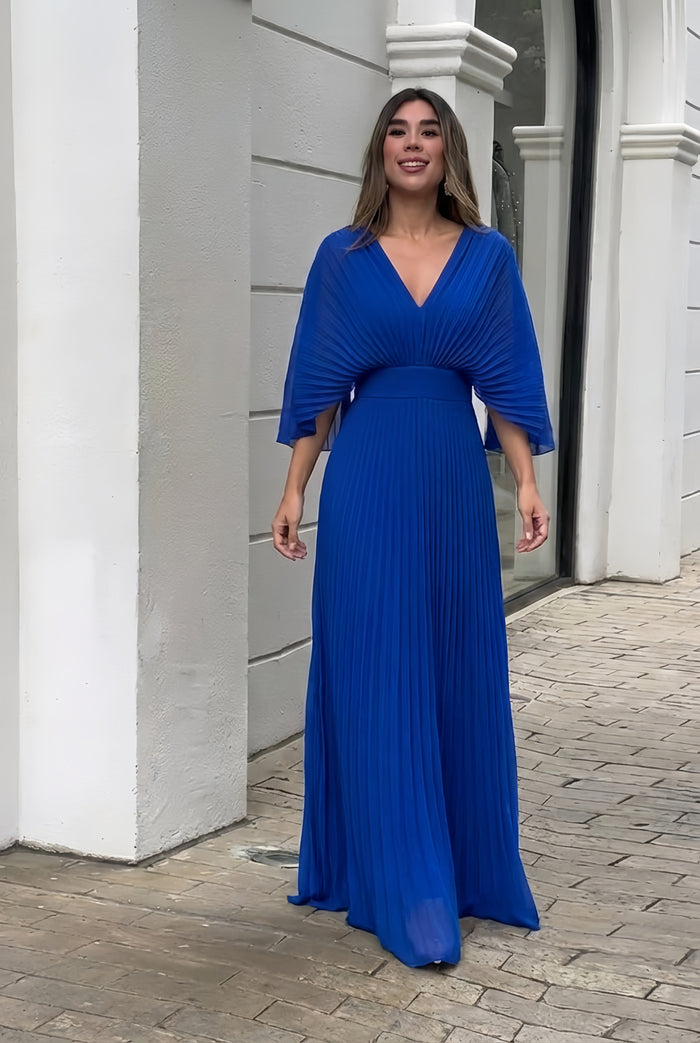 Veronica | Stylowa, plisowana, elegancka sukienka maxi