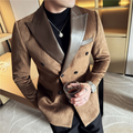 Zain | Aksamitna Marynarka Slim Fit z Preppy Klapami i Sześcioma Guzikami