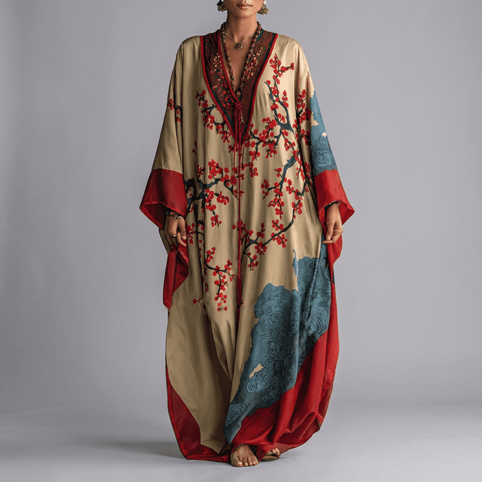 Emma | Sukienka Maxi z Rękawami Batwing