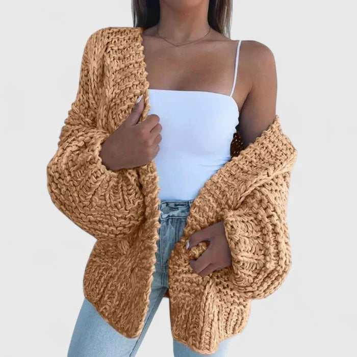 Damski Gruby Sweter Rozpinany z Otwartym Przodem