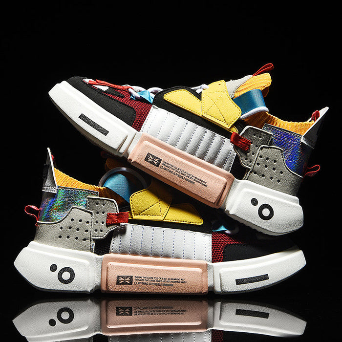 Męskie Sneakersy Multicolor z Grubą Podeszwą