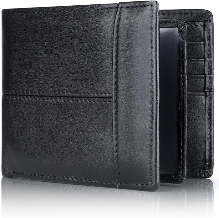 Męski Portfel Bifold ze Skóry RFID z 16 Kieszonkami