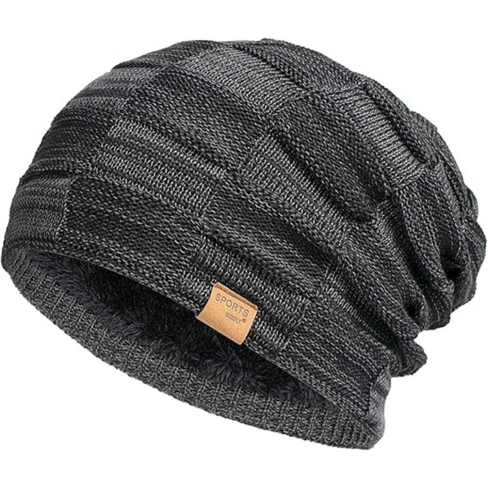 Czapka Beanie z Ciepłą Podszewką Polar Luźny Krój