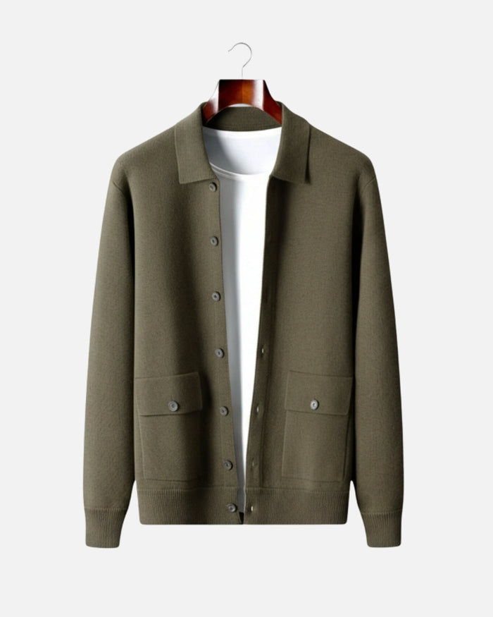 Męska Overshirt z Wełny Merino Zapinana na Guziki
